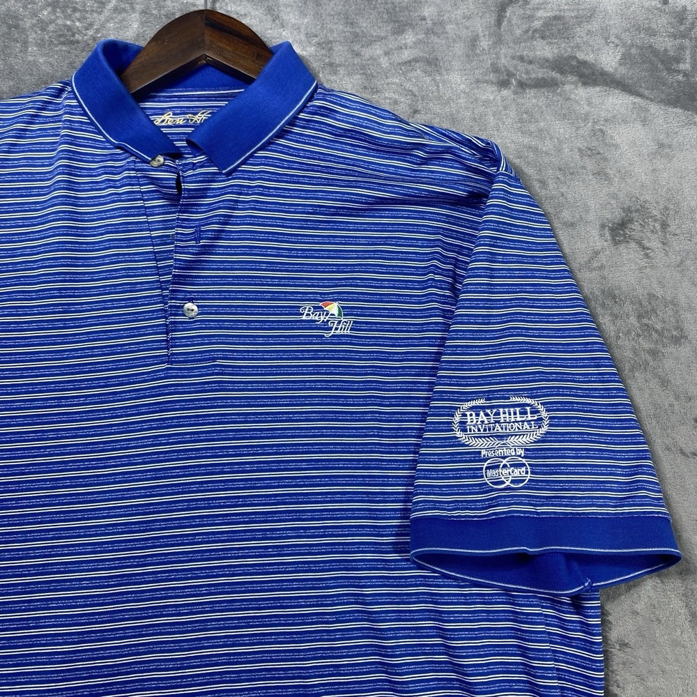 Vintage Bay Hill Golf Invitational Polo Shirt Mens XL Blue Striped Mercerized